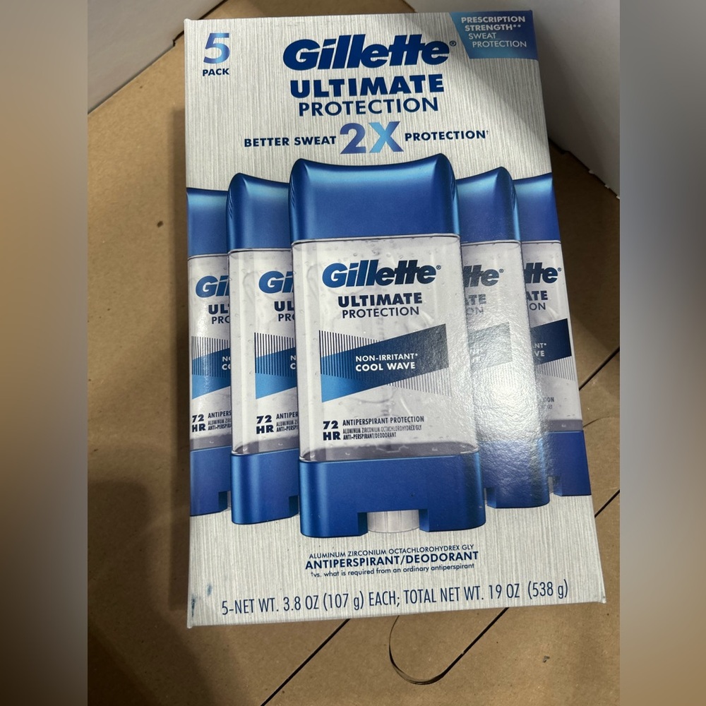 NEW Gillette Ultimate 2x Protection Deodorant 5 Pack Non-Irritant Cool wave